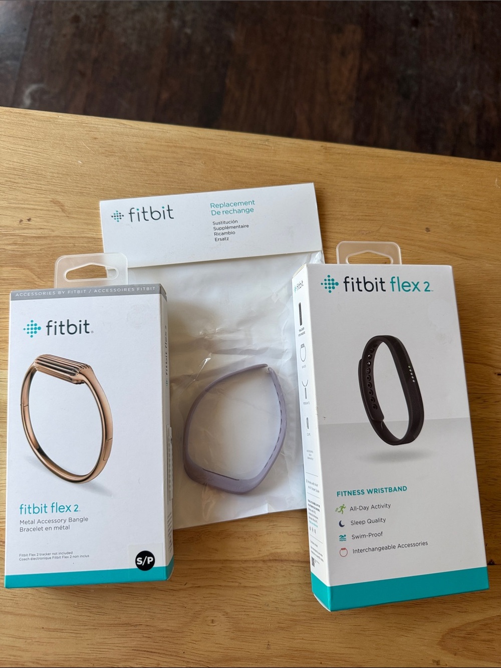 NEW Fitbit Flex Fitness wristband with metal Bangle and replacement band.